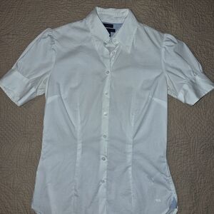 Tommy Hilfiger White Short-Sleeve Button-Up Blouse